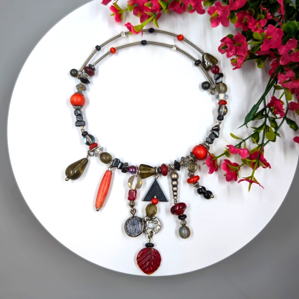 Cascading Choker Style Beaded Vintage Necklace